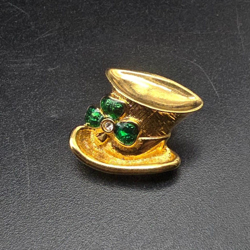 Avon 1994 Hats Off To Luck Pin Irish Saint Patrick's Day Gold Tone Leprechaun